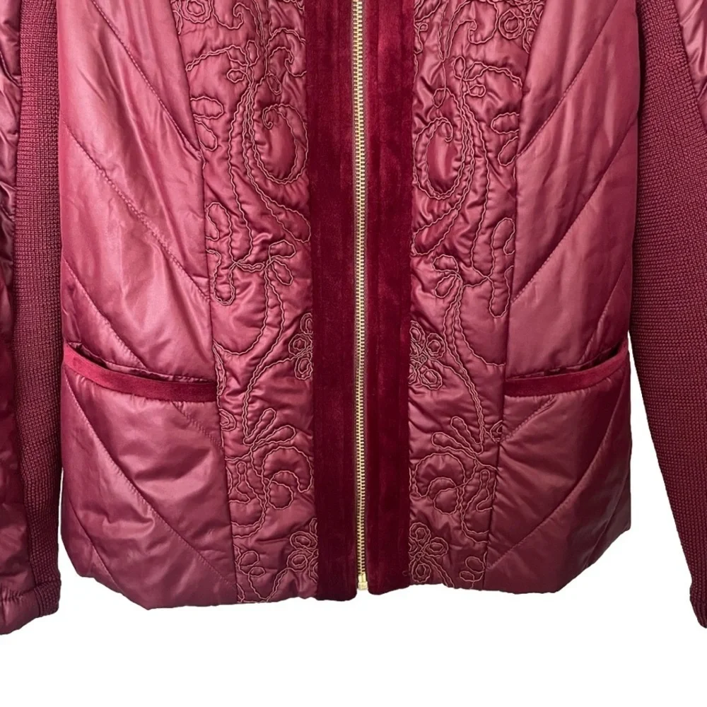 Chico's Zenergy Velvet Trim Jacket Size 0 Long Sleeve Zipper Front Open Front - Picture 5 of 11